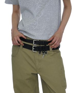 더블 레이어 유틸리티 레더 벨트_블랙