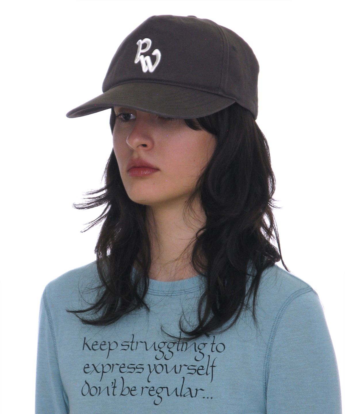 파르티멘토 우먼(PARTIMENTO WOMEN) 워시드 PW 엠브로이더드 그랜대드 캡_차콜