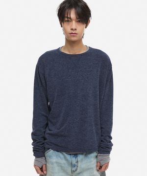 [온플릭xDNSR] 레이어드 보트넥 롱슬리브 네이비