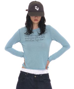 DBR 슬로건 프린티드 롱슬리브 티_에메랄드