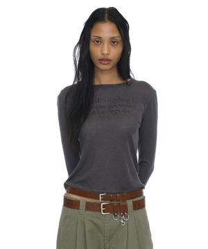 DBR 슬로건 프린티드 롱슬리브 티_차콜