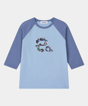 꼴라쥬 심볼 레글런 롱슬리브 티셔츠 블루