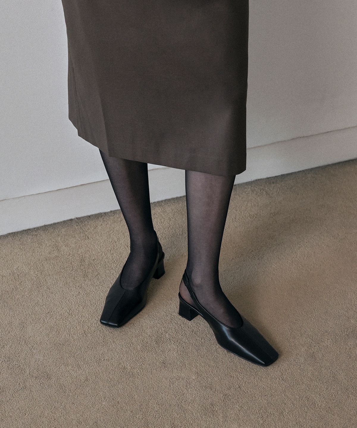 에퓨레(EPURE) VERT Square Slingbacks (2color)