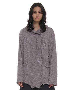 그런지 부클 후디드 가디건_라이트 그레이
