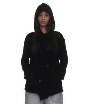 그런지 부클 후디드 가디건_블랙