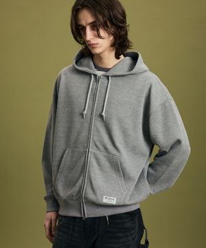 코어 와플 후드 집업  그레이