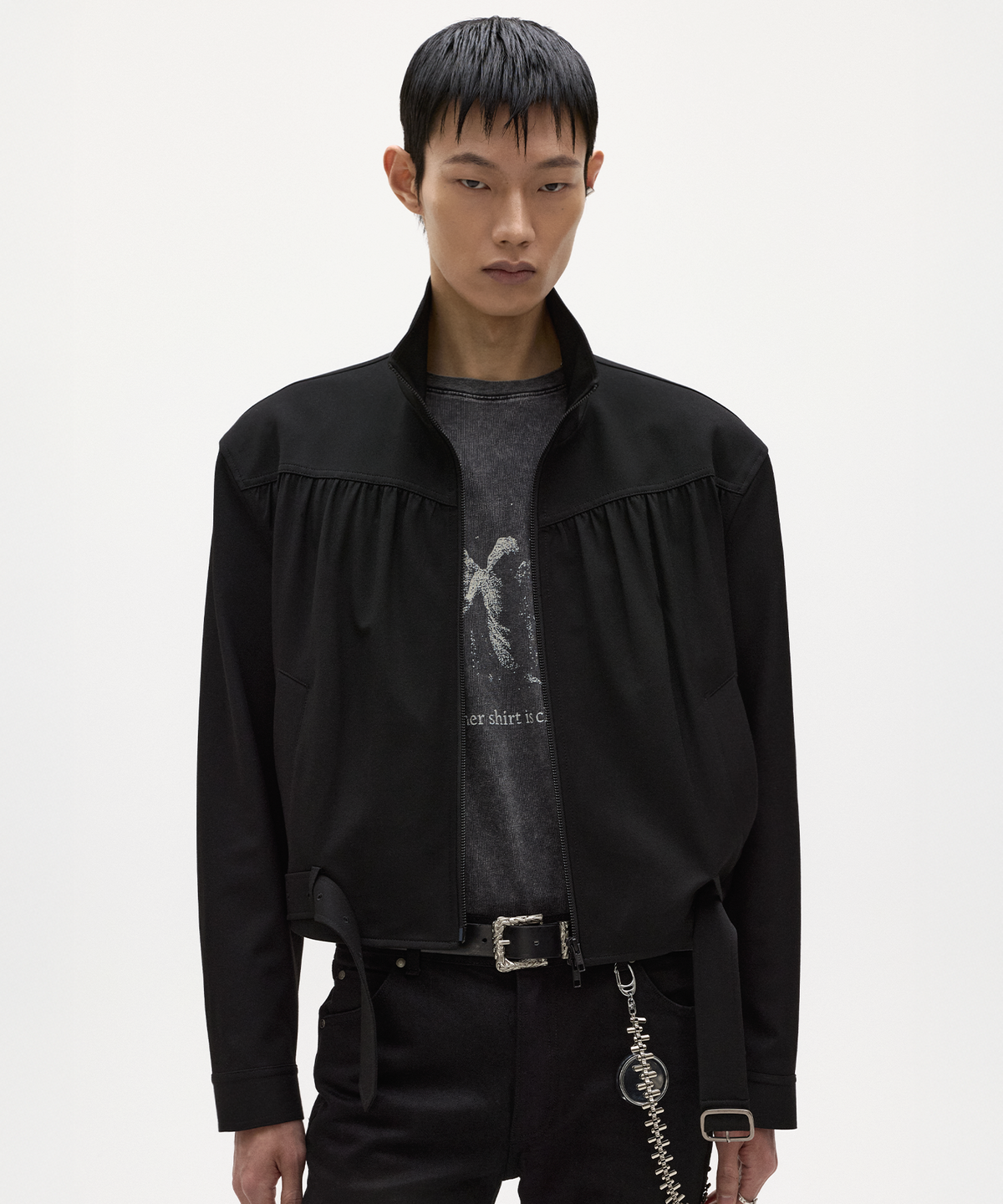 엘무드(LMOOD) 셀렌 비스코스 블루종 자켓 블랙