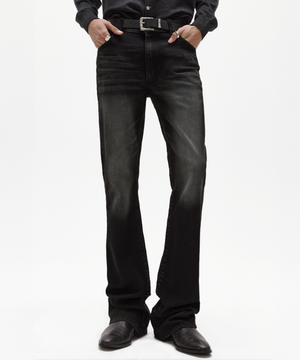 스네이크 플레어 데님 워시드 블랙