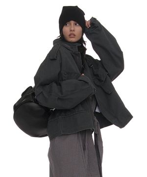 워시드 크롭 M65 필드 자켓_차콜