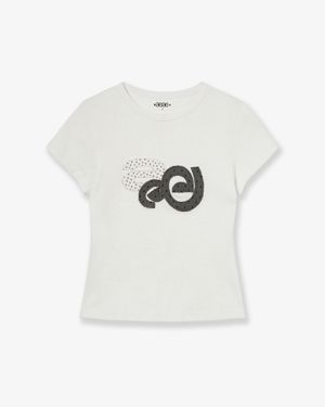 APPLIQUE FLOWER LOGO TEE [WHITE]