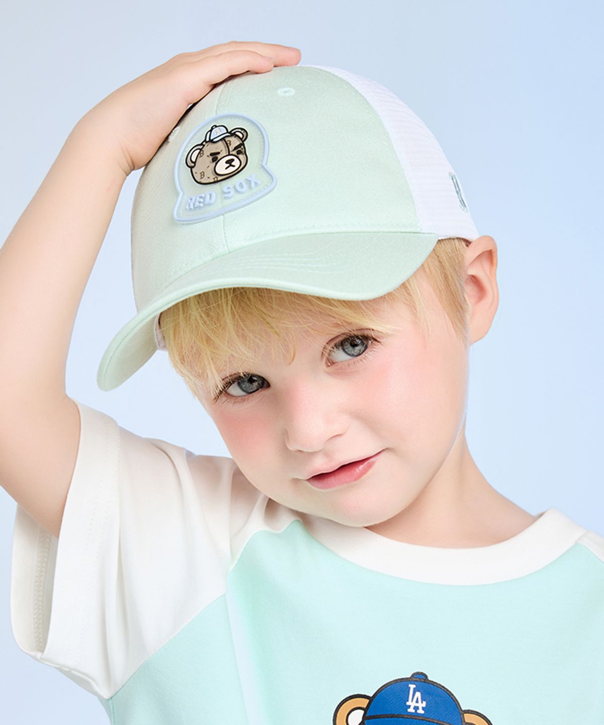 엠엘비 키즈(MLB KIDS) 메가베어 와펜 메쉬캡 BOS (L.Mint)