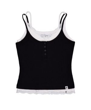 Lace Layered Cami Set (BLACK)