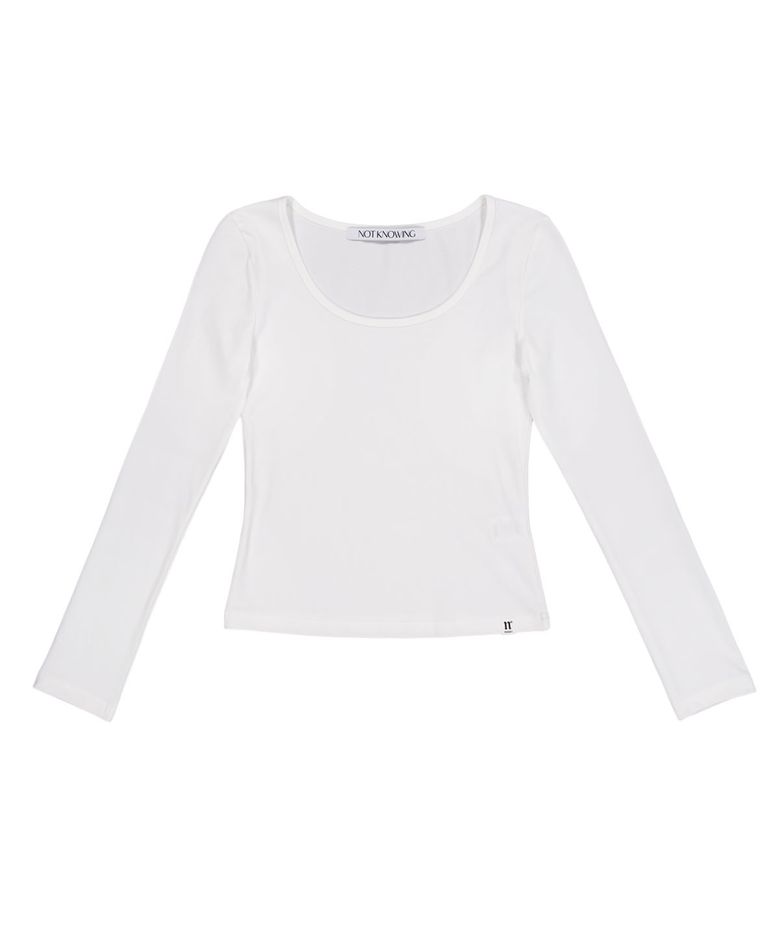 Scoop Neck L/S Tee (WHITE)