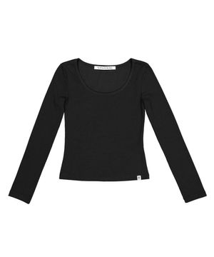 Scoop Neck L/S Tee (BLACK)