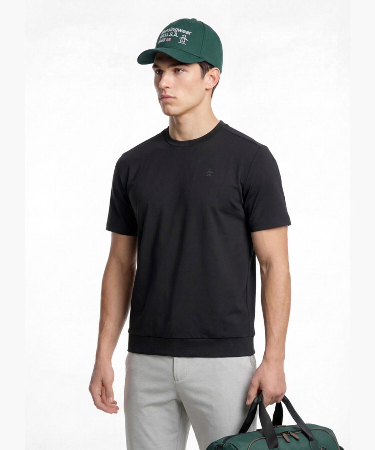먼싱웨어(MUNSINGWEAR) 남성 블루종 반팔 티셔츠 블랙 MR121MTS33