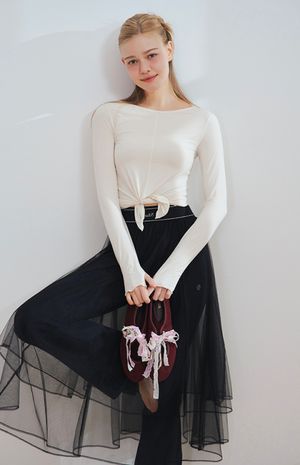 [26SS] 시스루 레이어드 밴딩 롱스커트 HTWSK6I03T