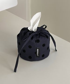 도트 네이비 휴지케이스 원형 정사각 (2type)