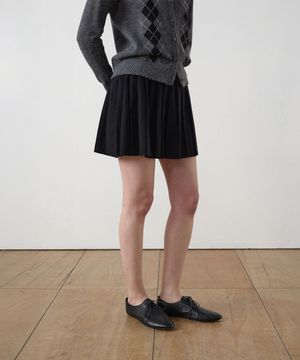 페어리 니트 플리츠 스커트_Black