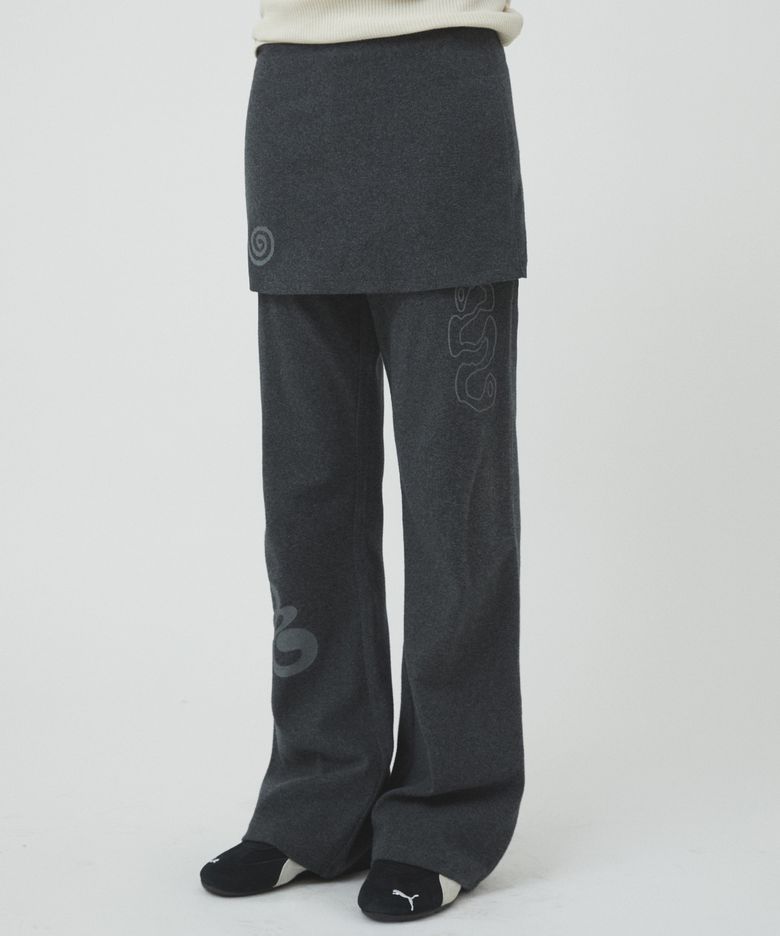 LAYERED LONG PANTS [CHARCOAL GRAY]
