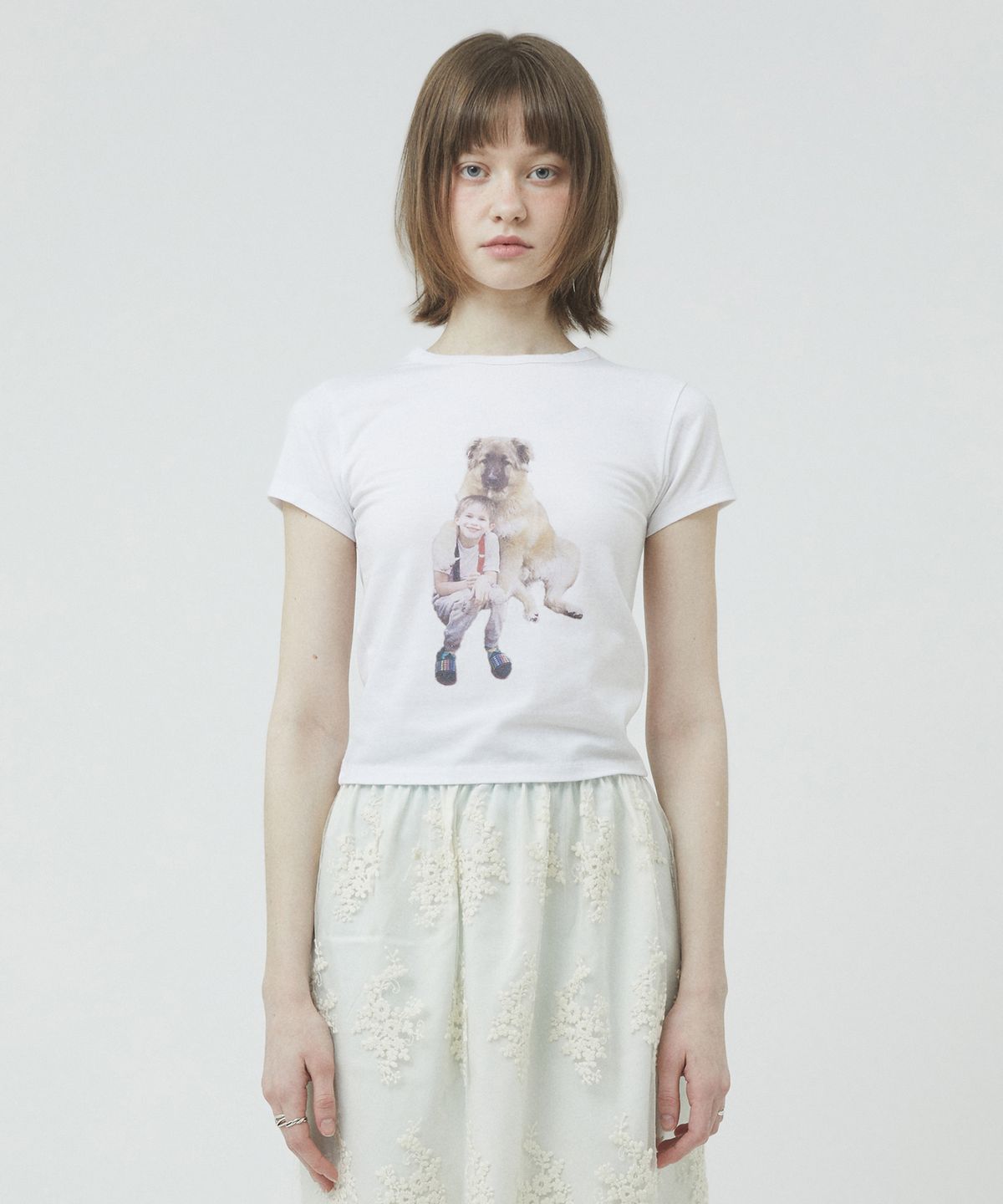 리트리버클럽(RETRIEVER CLUB) LOVE PUPPY CROP TEE [WHITE]