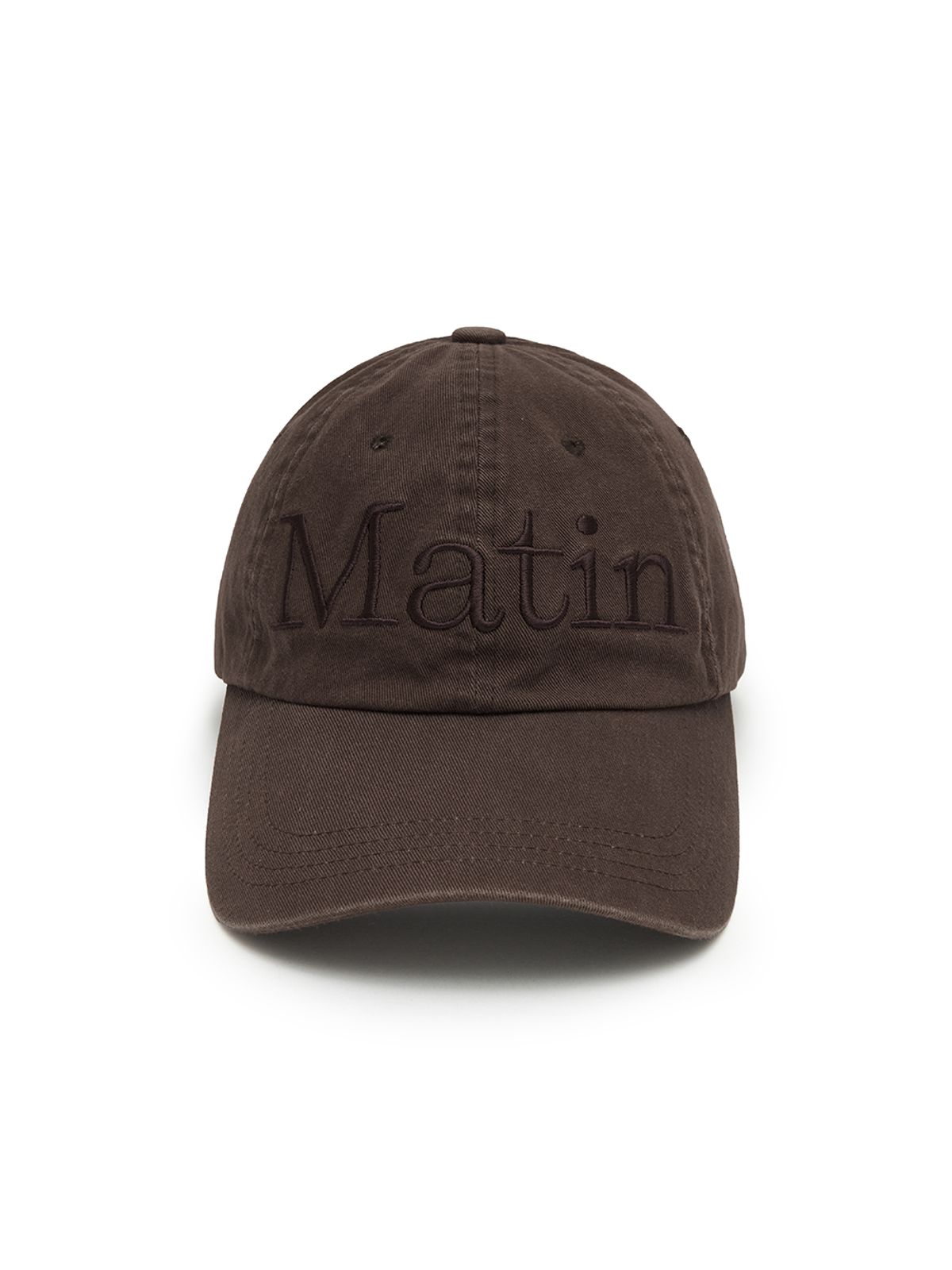 마뗑킴(MATIN KIM) MATIN LOGO WASHED BALL CAP IN BROWN