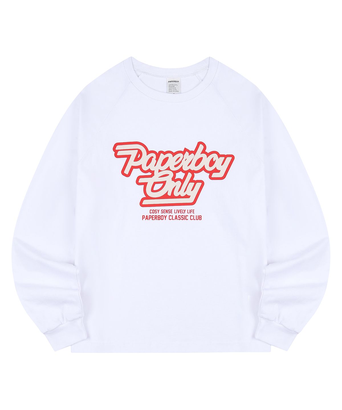 페이퍼보이(PAPERBOY) 온리 레글런 오버핏 롱슬리브-화이트