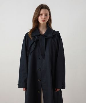 후드 스카프 트렌치 코트_Dark Navy