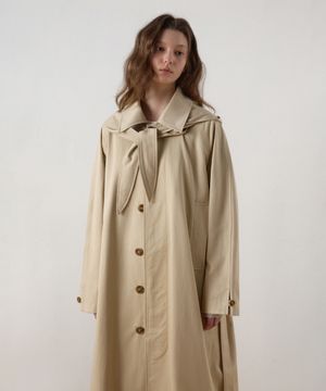 후드 스카프 트렌치 코트_Beige