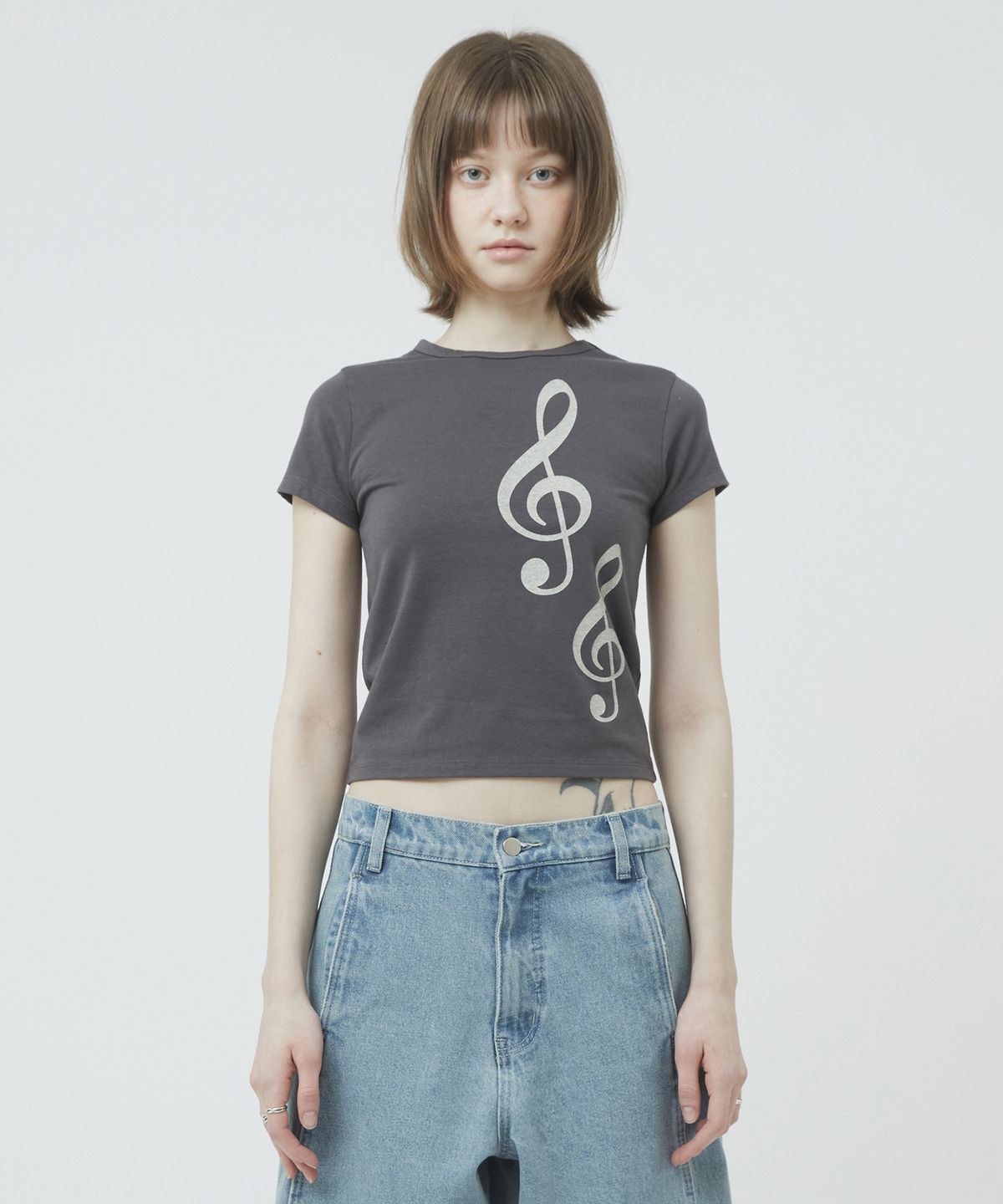 리트리버클럽(RETRIEVER CLUB) MUSIC CROP TEE [CHARCOAL GRAY]
