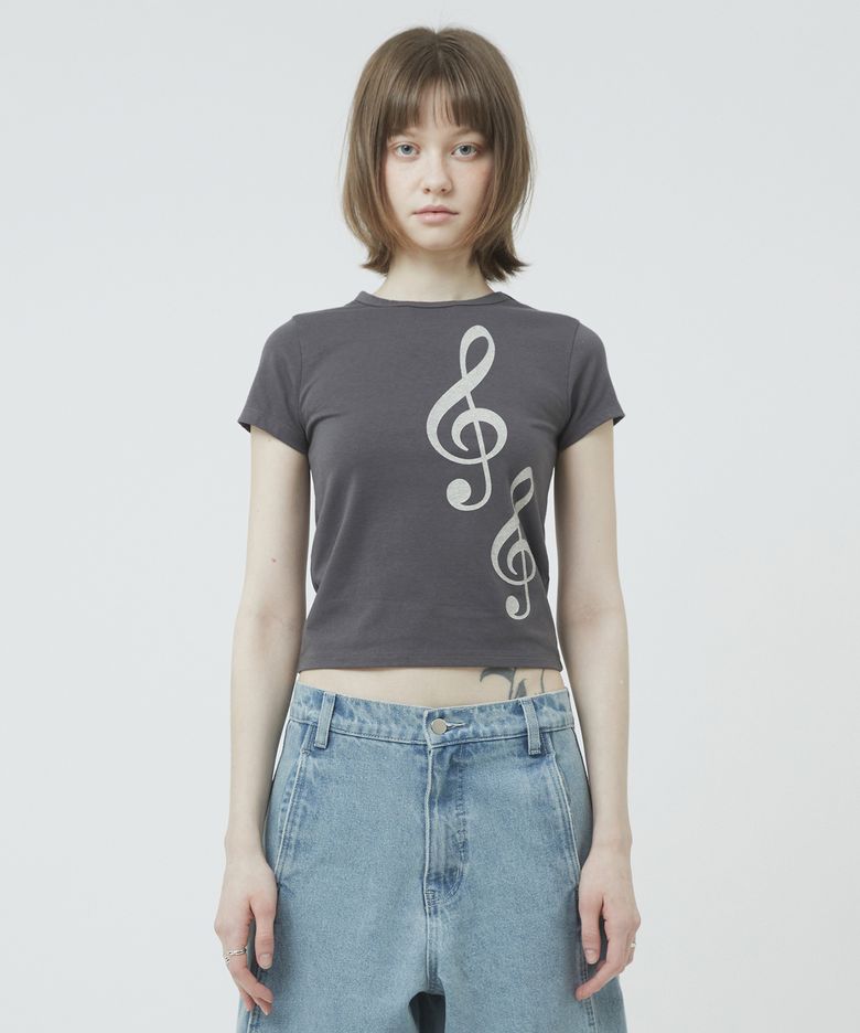 MUSIC CROP TEE [CHARCOAL GRAY]
