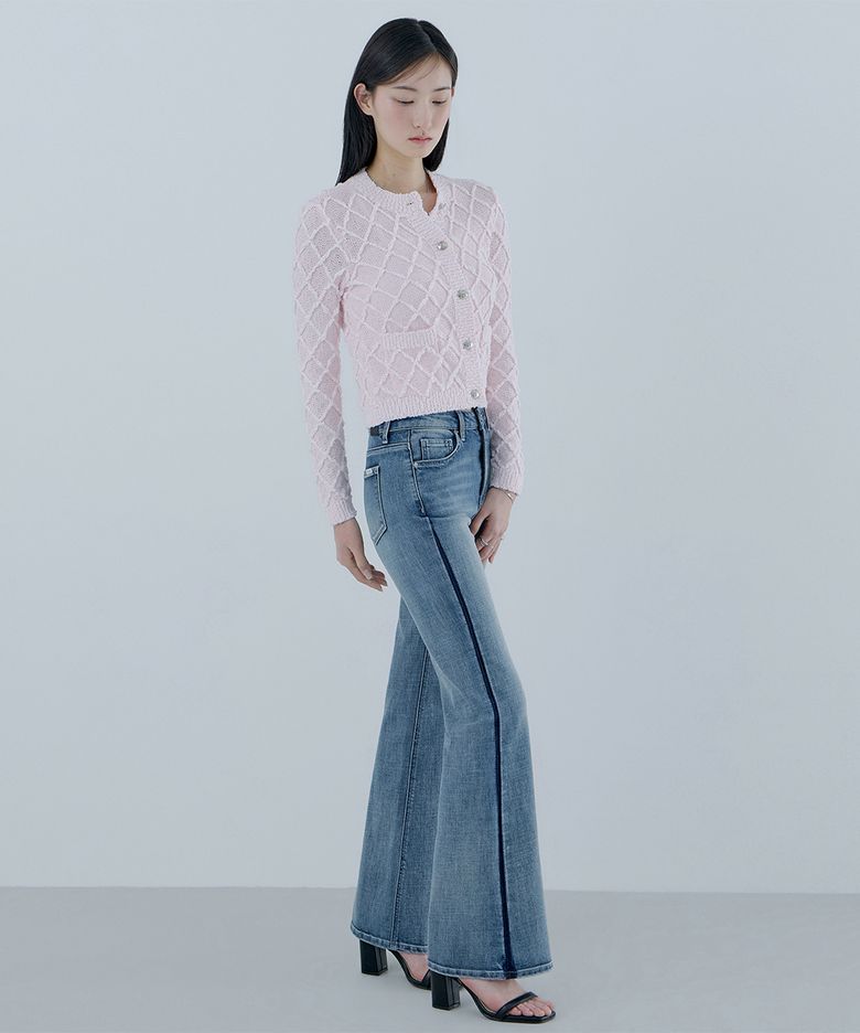 1color 옆선 디테일 DBL톤 부츠컷 데님 OQ1D5037