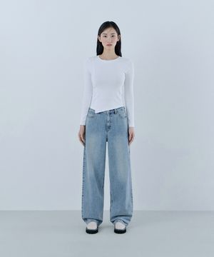 1color MBL톤 와이드 배럴핏 데님 OQ1D5105