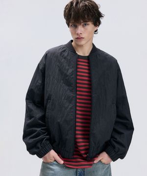 그리드 코튼 블루종 차콜 그레이