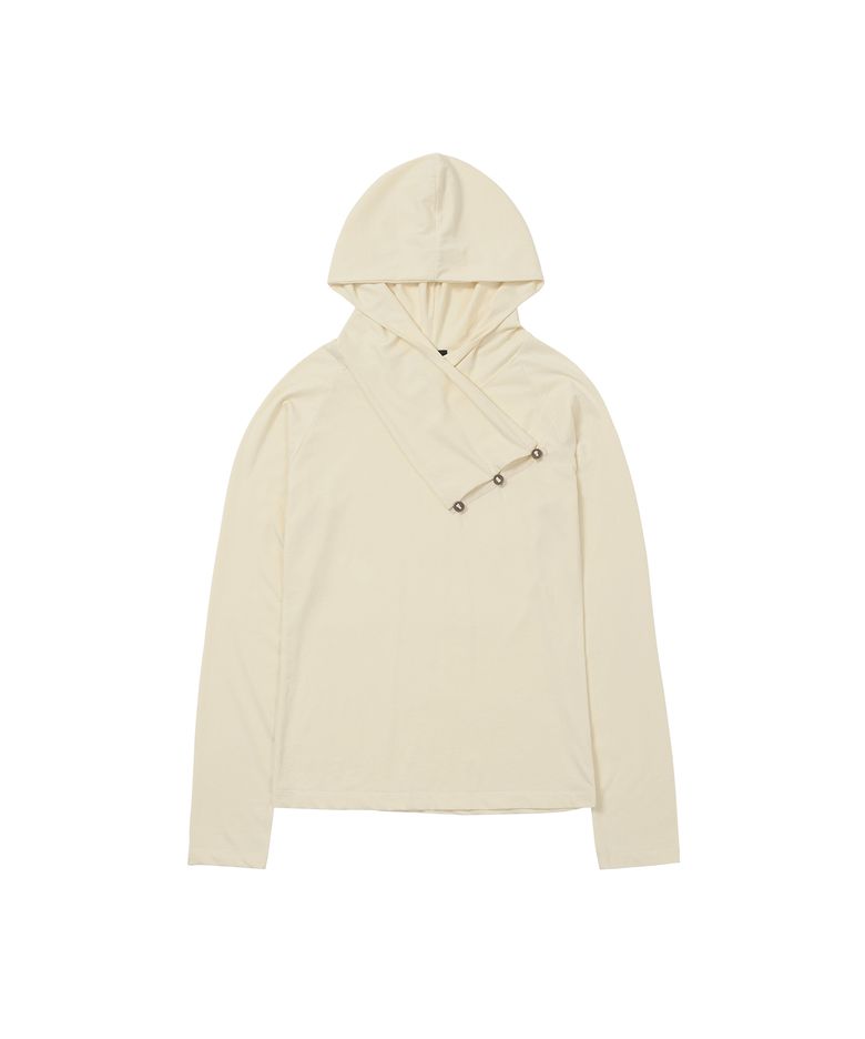 Diagonal Button Hoodie Yellow