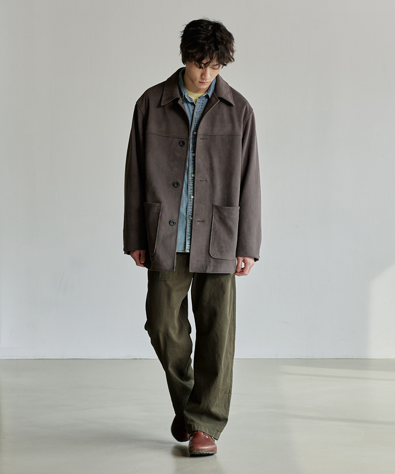 LENITAS FAKE SUEDE HALF COAT [SEPIA BROWN]