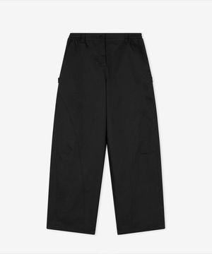 NBNTG2W112 / WOMEN 시티액티브 우븐 커브드 오버와이드 팬츠 (BLACK)