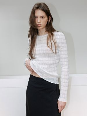 Sheer Stripe Slim Knit Pullover SK6SP656-GW