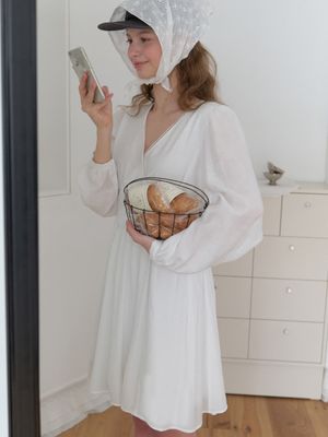 Vin-rouge shirring dress (white)