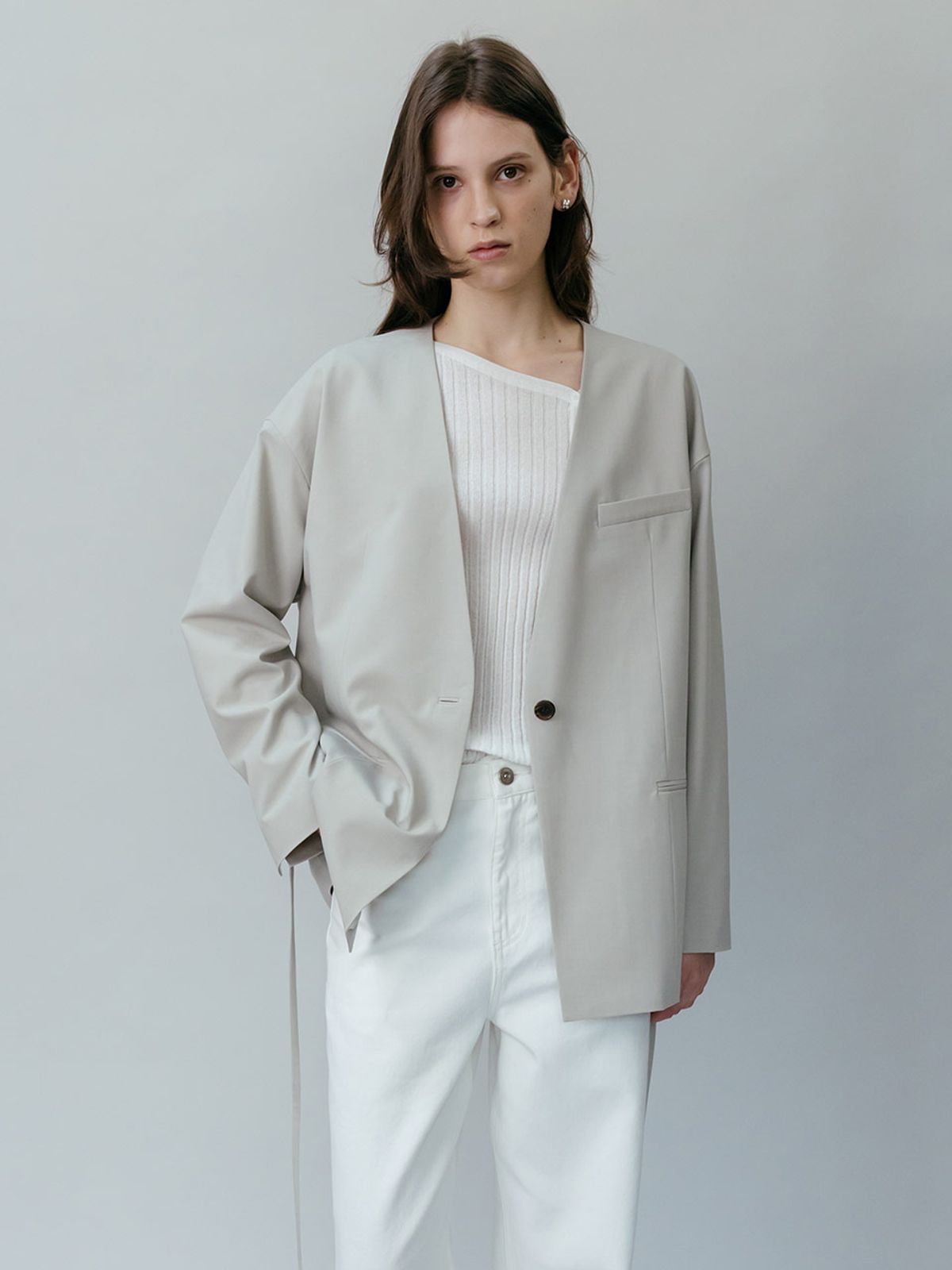 루에브르(LOEUVRE) V-neck Strapped Single Jacket SW6SJ634-90