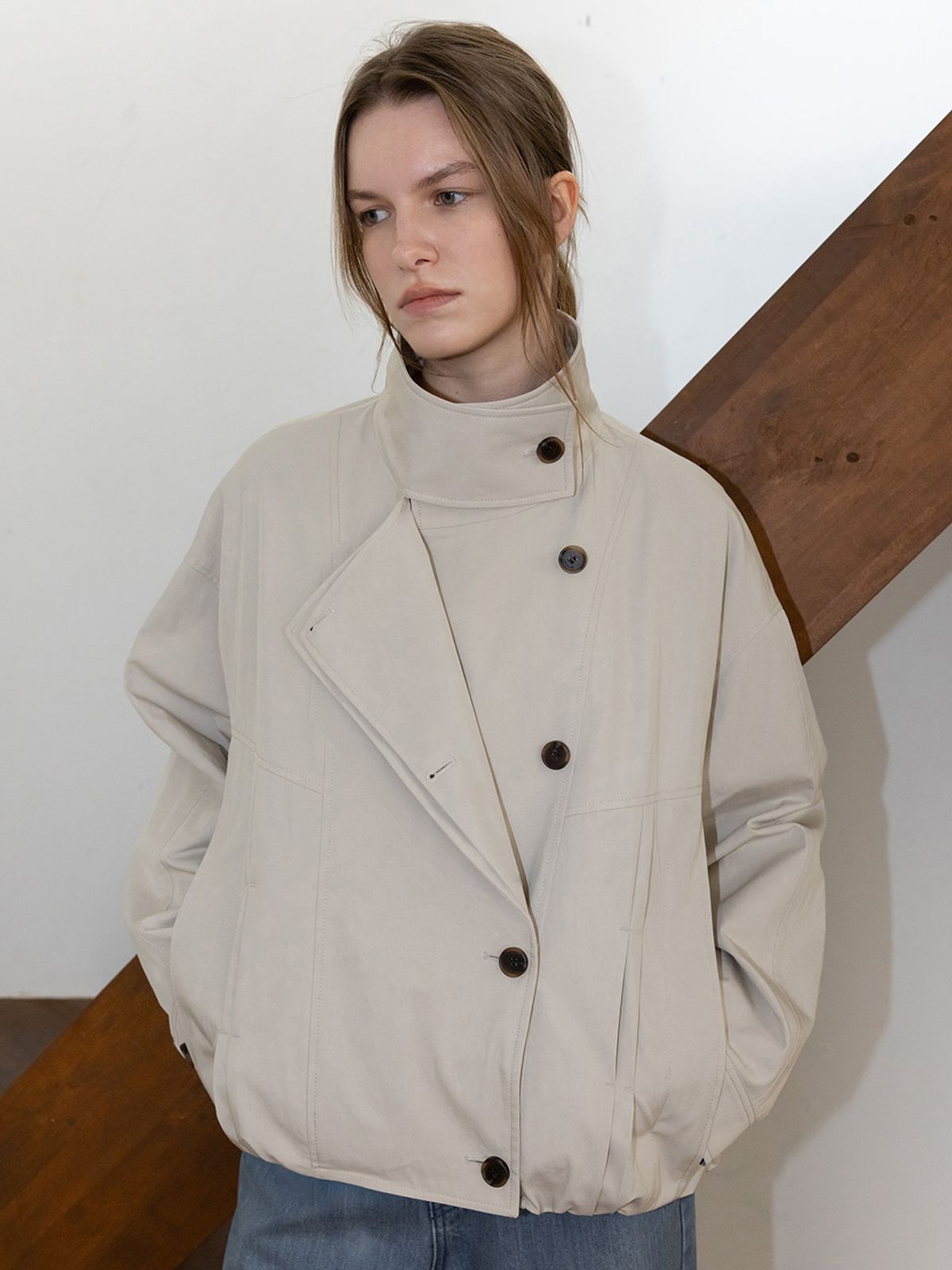 루에브르(LOEUVRE) Double Placket High-neck Blouson Jacket SW6AM610_2color