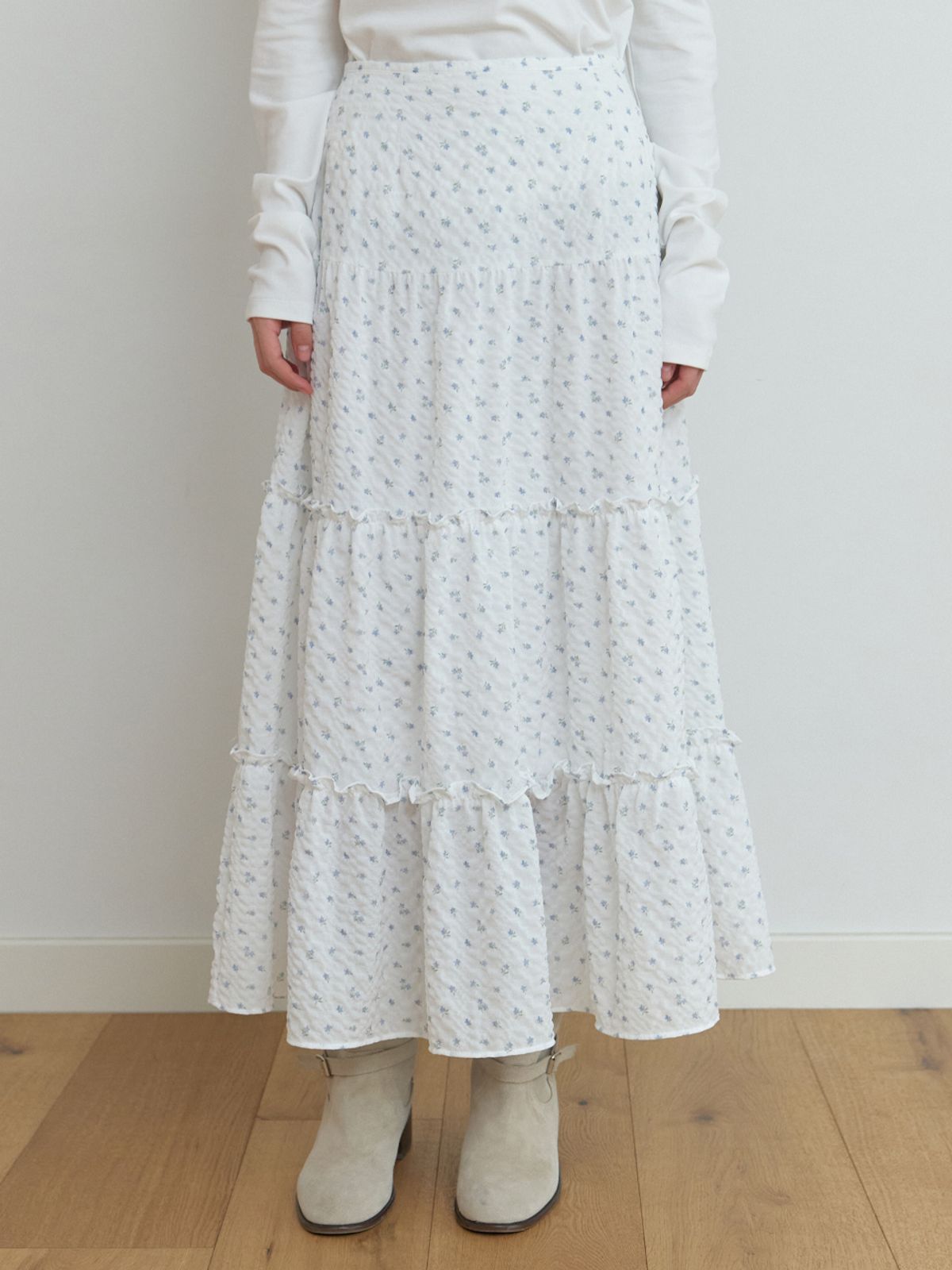 리엘(RE L) Blow balm skirt (blue flower)