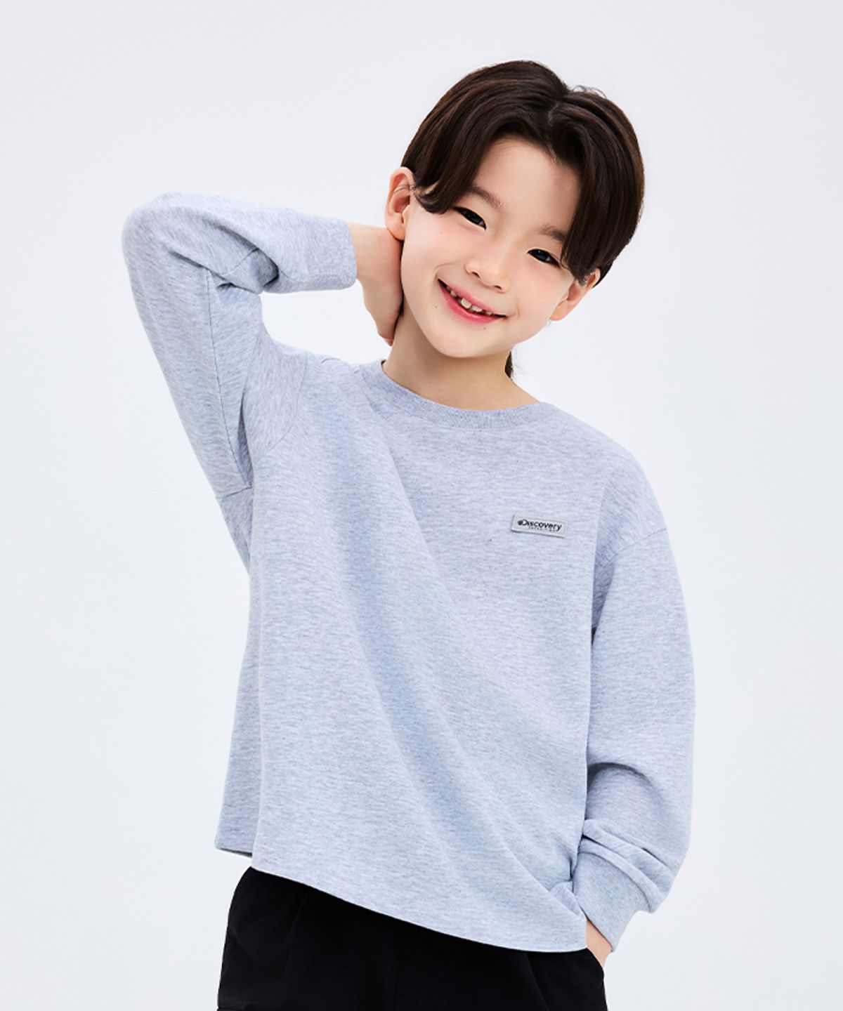 디스커버리 키즈(DISCOVERY KIDS) 키즈 스몰로고 긴팔티셔츠 (M/GREY)