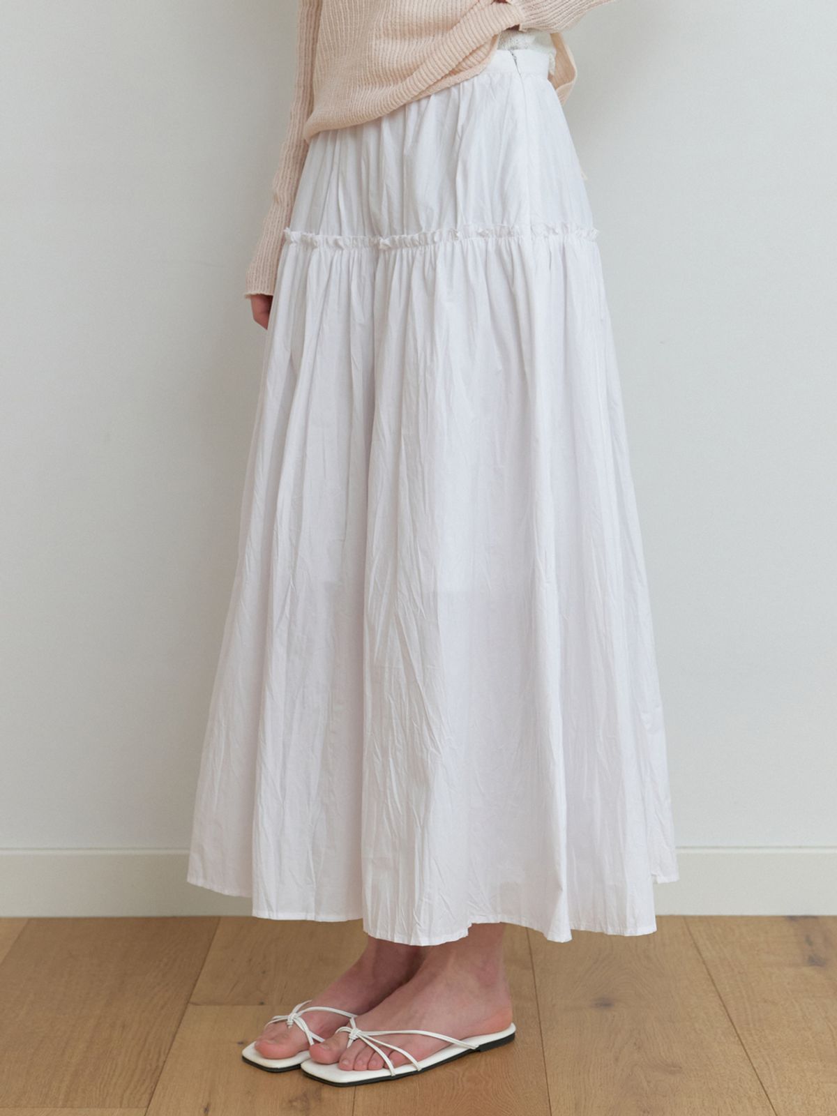리엘(RE L) Wheeler shirring skirt (white)