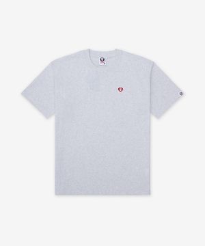 문페이스 하트 스몰 로고 반소매 티셔츠 - 헤더 그레이 / AAPTEM1807XAQWH2