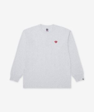 문페이스 하트 스몰 로고 긴팔 티셔츠 - 헤더 그레이 / AAPLTM1815XAQWH2
