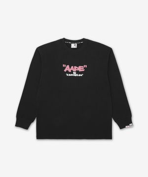 AAPEUNVS 그래픽 긴팔 티셔츠 - 블랙 / AAPLTM1876XXQBKX