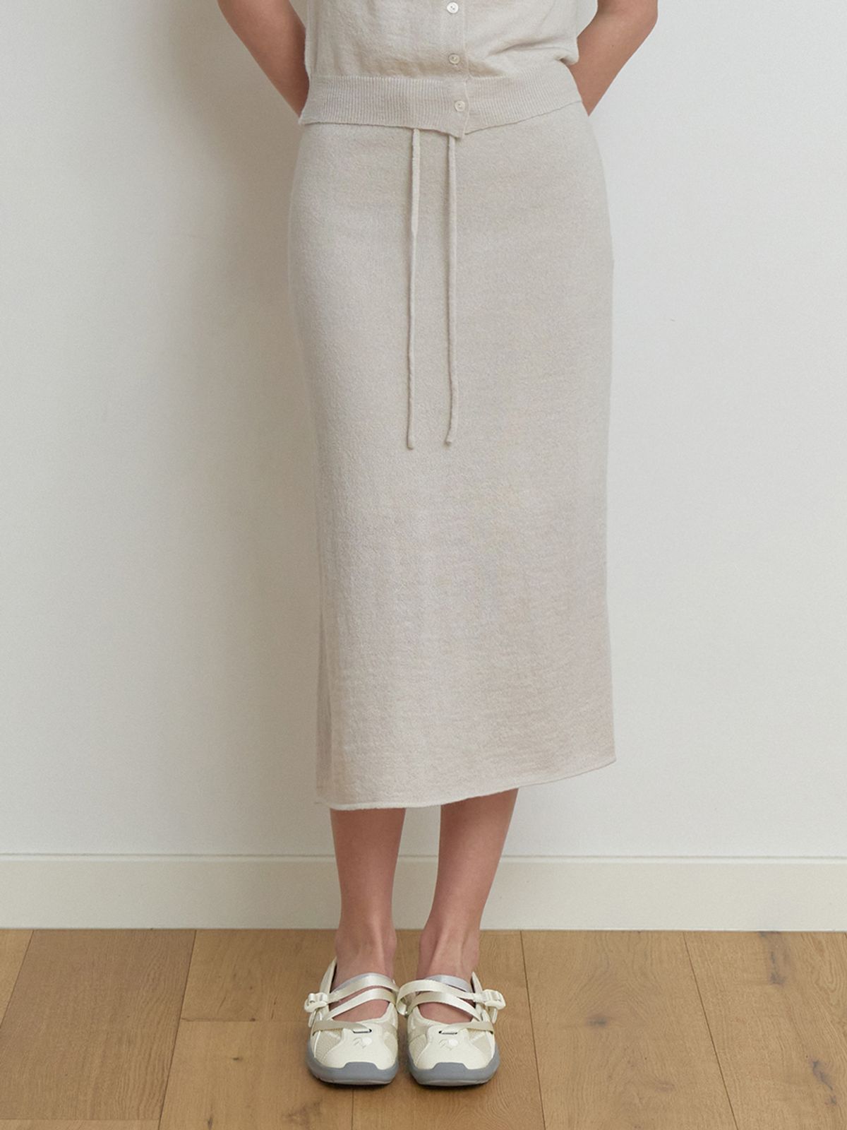 리엘(RE L) Two-piece knit skirt (sand gray)