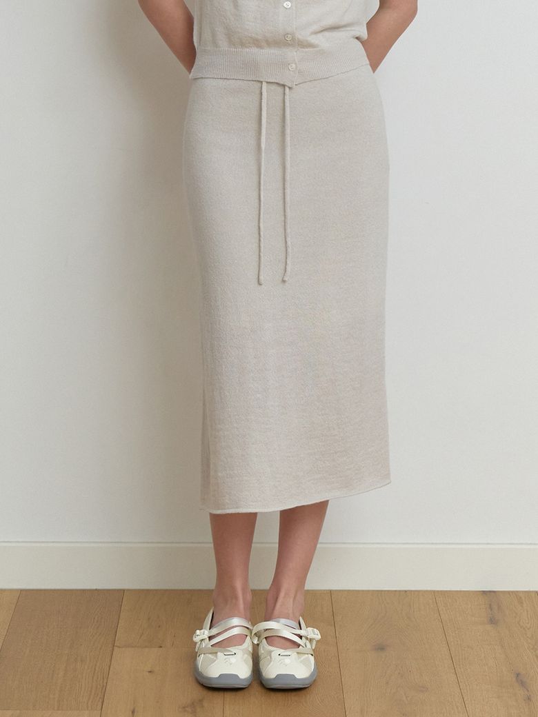 Two-piece knit skirt (sand gray)