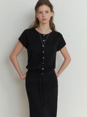 Two-piece half cardigan (black)