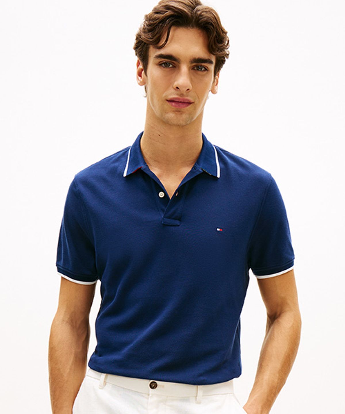 타미힐피거(TOMMY HILFIGER) [EXCLUSIVE] 언더 칼라 레귤러핏 폴로 셔츠 (T12G1TKT850MT3DCC)